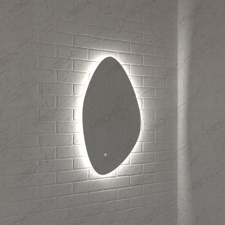 Зеркало 770ск 70 х44 см фигурное с фоновой LED подсветкой 6500К 9,6 Вт/м  с сенсорным выключателем, с полированной кромкой, с закрытой тыльной стороной