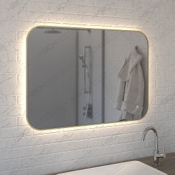 Зеркало 799ску суперэллипс с фоновой LED подсветкой 4100К 9,6 Вт/м 70 х 100 см на алюминиевом профиле 2114, с рассеивателем, с алюминиевой окантовкой светлое золото, с сенсорным выключателем на касание, с универсальным креплением